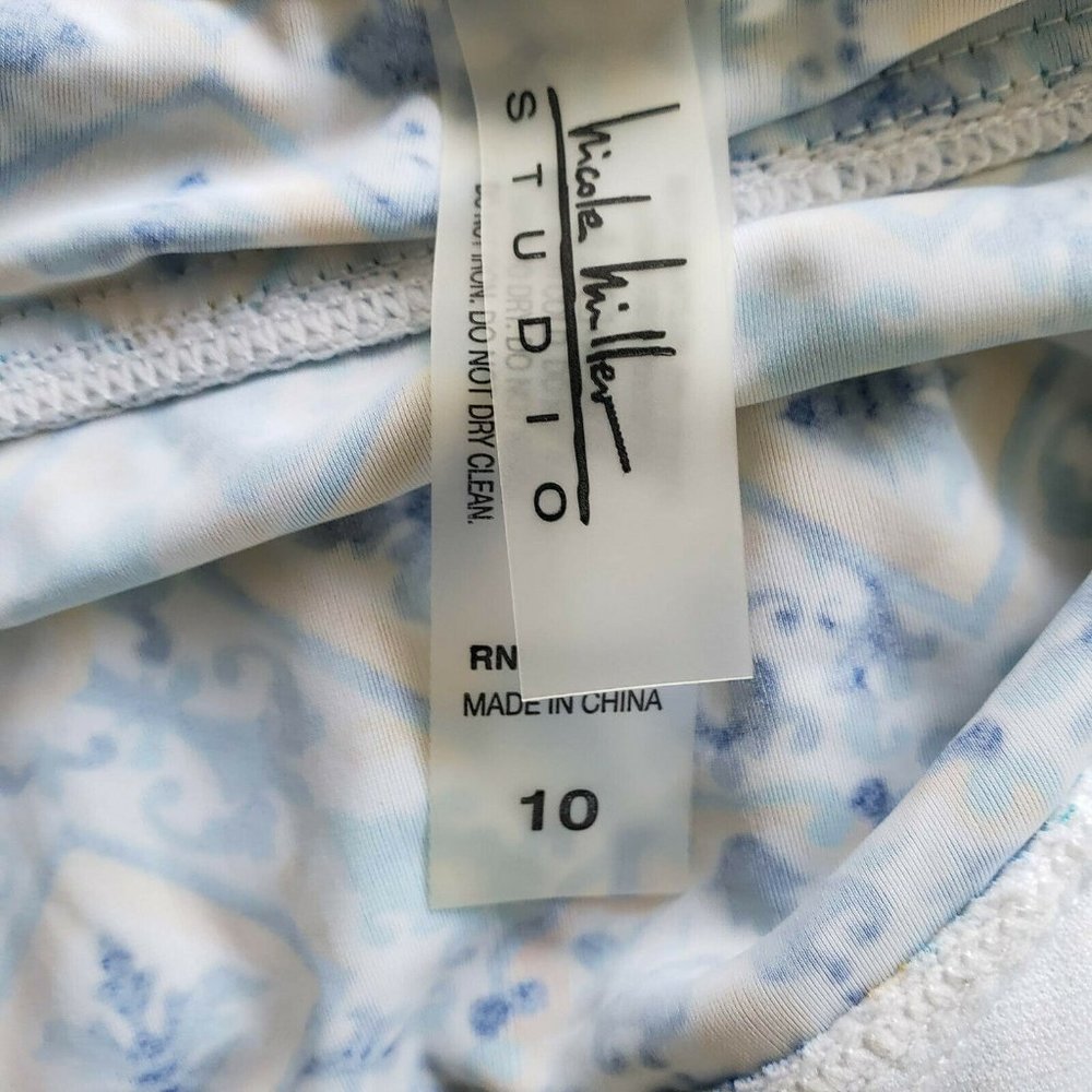 NICOLE MILLER Blue Postage Print Tankini Top - Picture 5 of 9